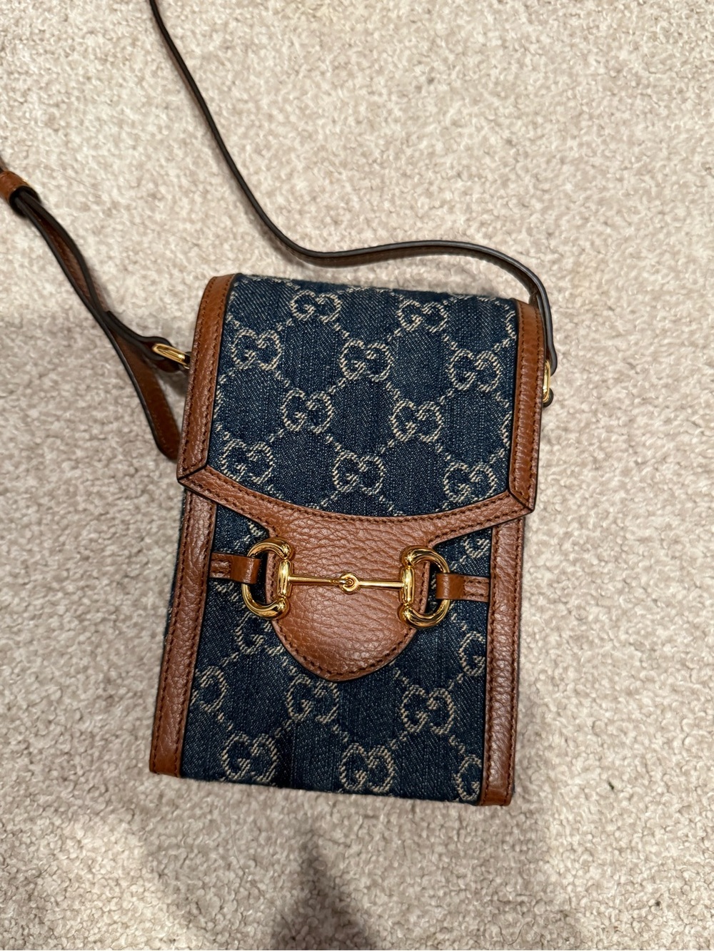 Gucci Denim Horsebit 1955 crossbody bag